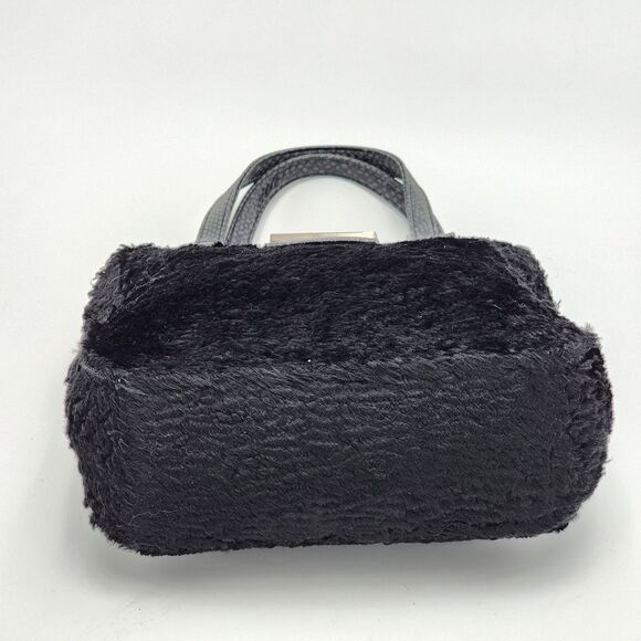 Guess Vintage Y2K Black Sherpa Fuzzy Mini Tote Handbag HTF - Picture 5 of 10